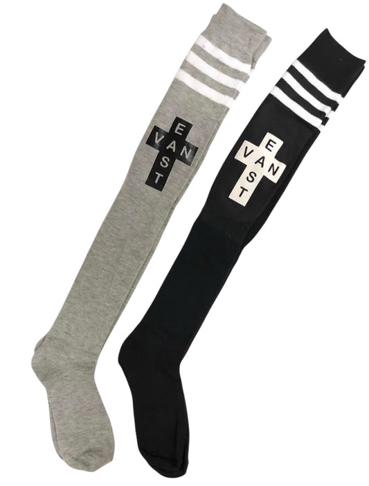 EVC knee hi socks black only