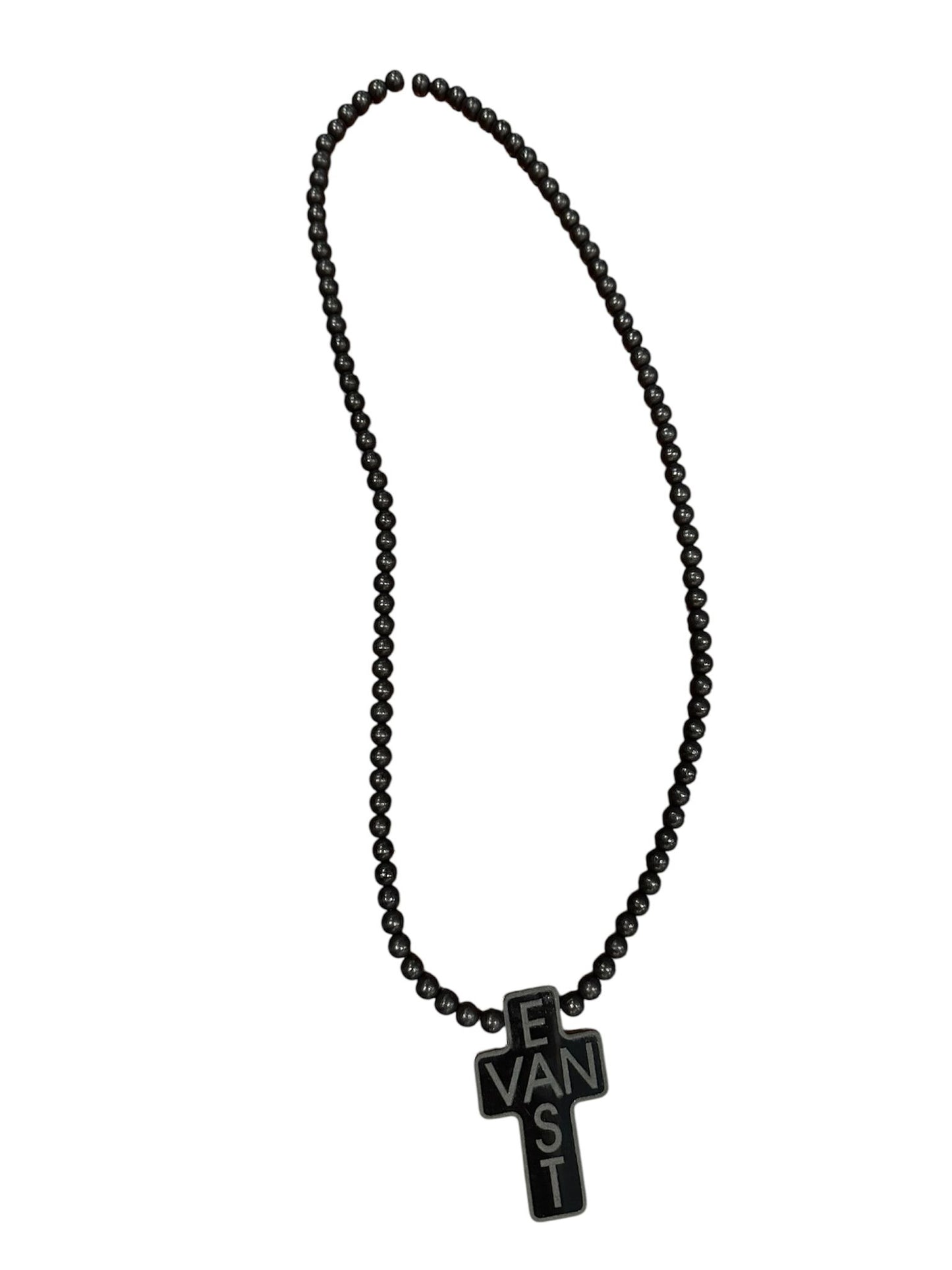 EVC acrylic cross & wooden beads