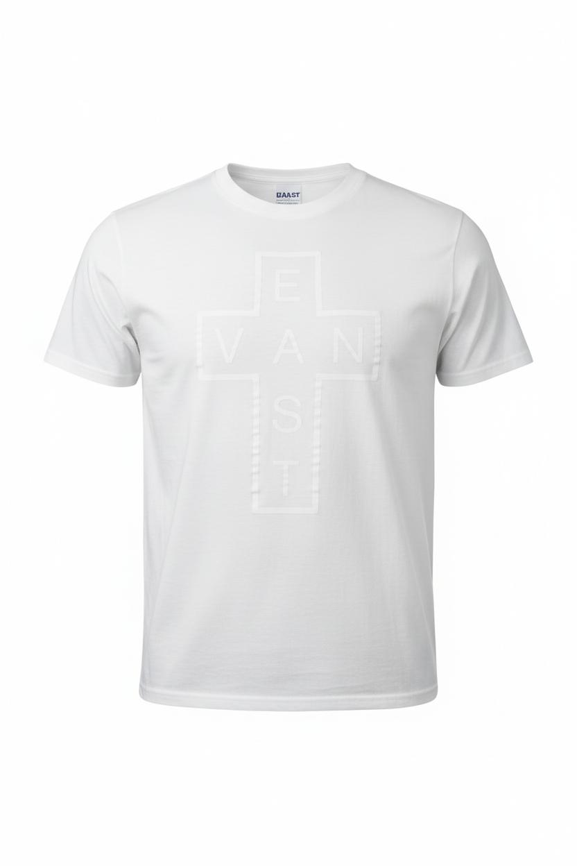 EVC DBL Cross tee white on white