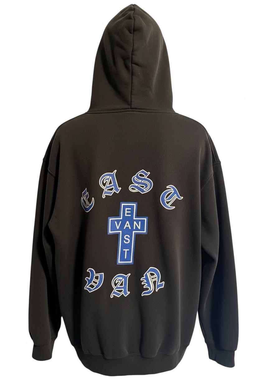 EVC Blue White Cross Hoodie - Black/blue